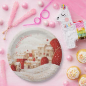 Red and White Festive Christmas Paper Plate ペーパープレート (パーティー)