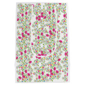 Red and white floral design ミディアムペーパーバッグ (裏面)