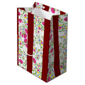 Red and white floral design ミディアムペーパーバッグ (裏面アングル)