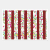 Red and white floral design ラッピングペーパーシート (正面3)