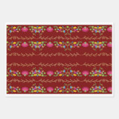 Red and white floral design ラッピングペーパーシート (正面2)