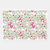 Red and white floral design ラッピングペーパーシート (正面)