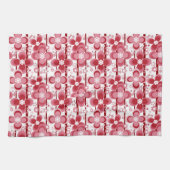 Red and white floral pattern キッチンタオル (横)