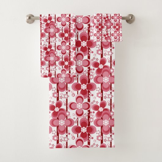 Red and white floral pattern バスタオルセット (インサイチュ)