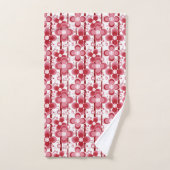 Red and white floral pattern バスタオルセット (ハンドタオル)