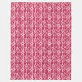 Red and white floral pattern フリースブランケット (正面)