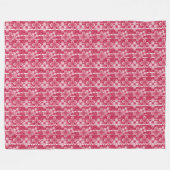 Red and white floral pattern フリースブランケット (正面(横))