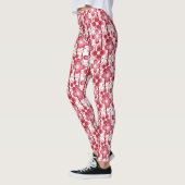 Red and white floral pattern レギンス (左)