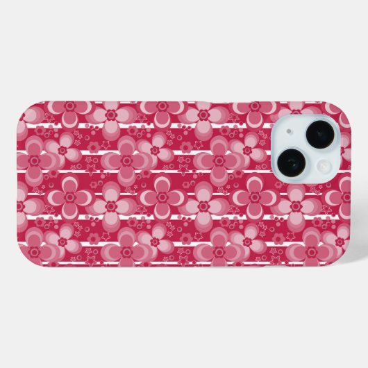 Red and white floral pattern Case-Mate iPhoneケース (裏面 (横))