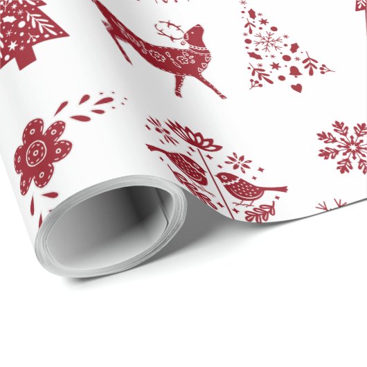 Red and White Folk Wrapping Paper ラッピングペーパー (ロールコーナー)
