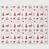 Red and White Folk Wrapping Paper ラッピングペーパー (フラット)