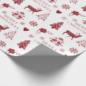 Red and White Folk Wrapping Paper ラッピングペーパー (角)