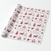 Red and White Folk Wrapping Paper ラッピングペーパー (アンロールド)