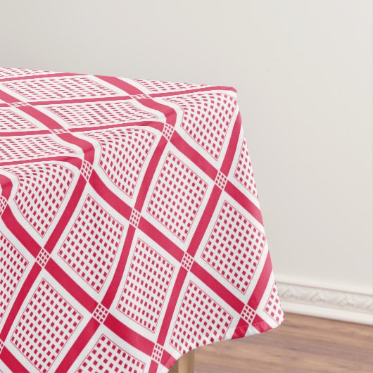 Red and white geometric checkered pattern retro テーブルクロス (インサイチュ)