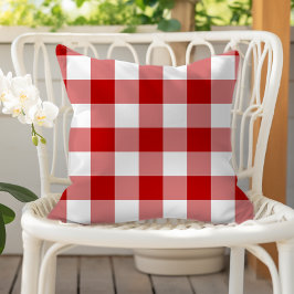 Red and White Gingham Check Plaid Pattern アウトドアクッション