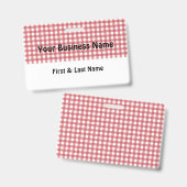 Red and White Gingham Name Badge バッジ (正面＆裏面)