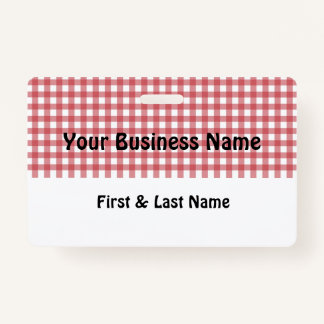 Red and White Gingham Name Badge バッジ