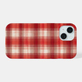 Red and White Gingham Plaid Phone Case iPhone 15ケース (裏面横)