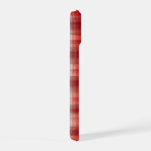 Red and White Gingham Plaid Phone Case iPhone 15ケース (右側面)