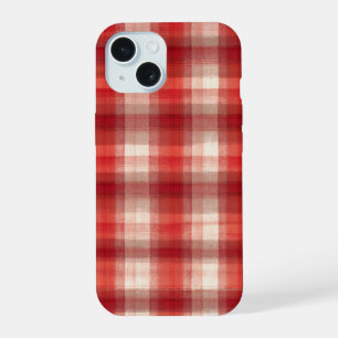 Red and White Gingham Plaid Phone Case iPhone 15ケース