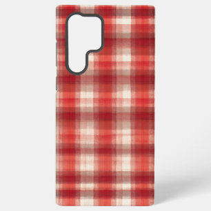 Red and White Gingham Plaid Phone Case Samsung Galaxy S22 Ultraケース