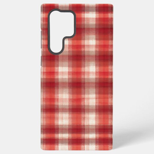 Red and White Gingham Plaid Phone Case Samsung Galaxyケース (裏面)