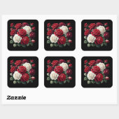 Red and White Gothic Roses スクエアシール (シート)