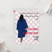 Red and White Graduation Announcement Invite カード (正面/裏面インサイチュ)