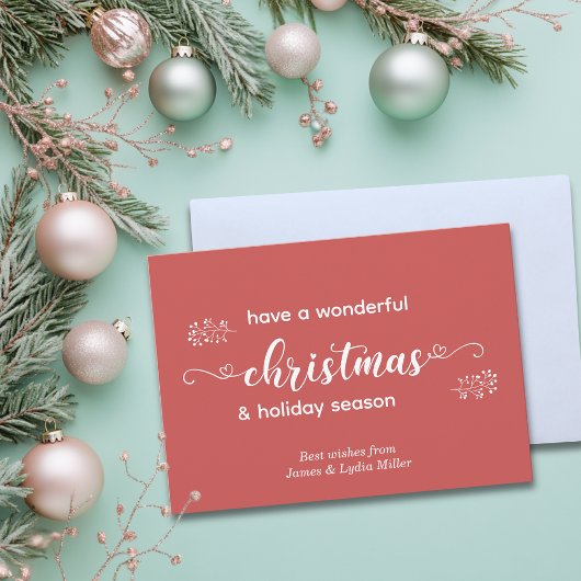 Red and White Hand Drawn Simple Christmas シーズンカード