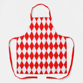 Red and White Harlequin Diamonds Checkers Design  エプロン (正面)