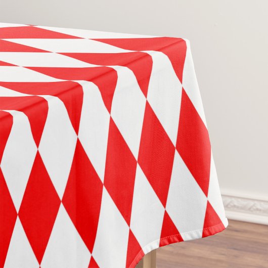 Red and White Harlequin Diamonds Checkers Design テーブルクロス