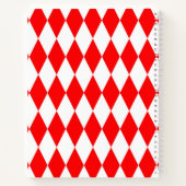 Red and White Harlequin Diamonds Checkers Design ノートブック (裏面)