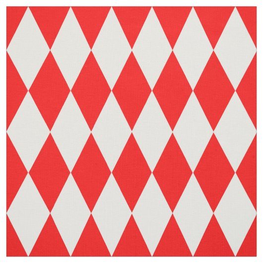 Red and White Harlequin Diamonds Checkers Design ファブリック (見本)