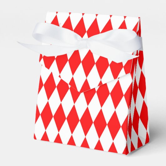 Red and White Harlequin Diamonds Checkers Design フェイバーボックス (正面サイド)