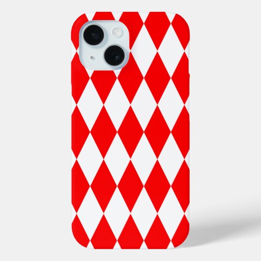 Red and White Harlequin Diamonds Checkers Design Case-Mate iPhoneケース (裏面)