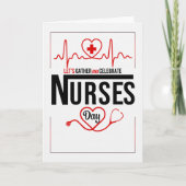 Red and White Heart and Stethoscope Nurses Day カード (正面)