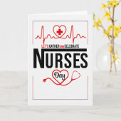 Red and White Heart and Stethoscope Nurses Day カード (黄色い花)