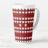 Red And White Heart Pattern カフェラテマグ (右アングル)