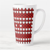 Red And White Heart Pattern カフェラテマグ (右)
