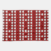 Red And White Heart Pattern キッチンタオル (横)