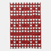 Red And White Heart Pattern キッチンタオル (縦)