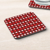 Red And White Heart Pattern コースター (左側)