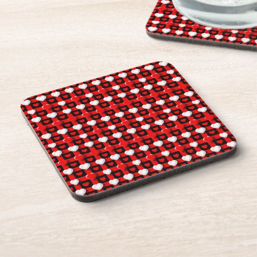 Red And White Heart Pattern コースター (左側)