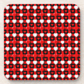Red And White Heart Pattern コースター (正面)