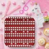 Red And White Heart Pattern ペーパープレート (パーティー)