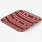 Red And White Heart Pattern ペーパープレート (傾斜あり)