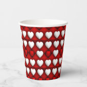 Red And White Heart Pattern 紙コップ (正面)