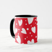Red and White Heart Pattern | Cute Valentine Love  マグカップ (正面左)