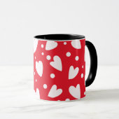 Red and White Heart Pattern | Cute Valentine Love  マグカップ (正面右)