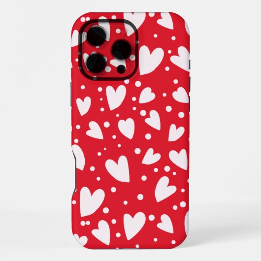 Red and White Heart Pattern | Cute Valentine Love  iPhoneケース (裏面)